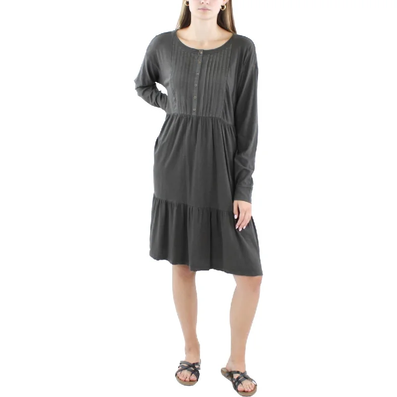 Lucky Brand Womens Knee-Length Pintuck Babydoll Dress