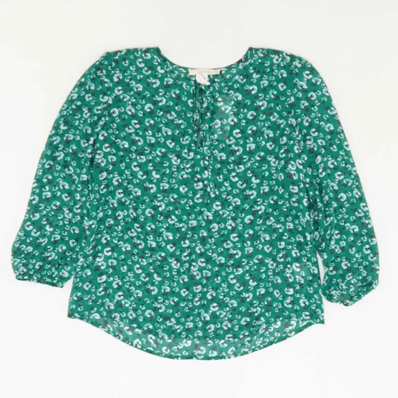 Green Floral 3/4 Sleeve Blouse