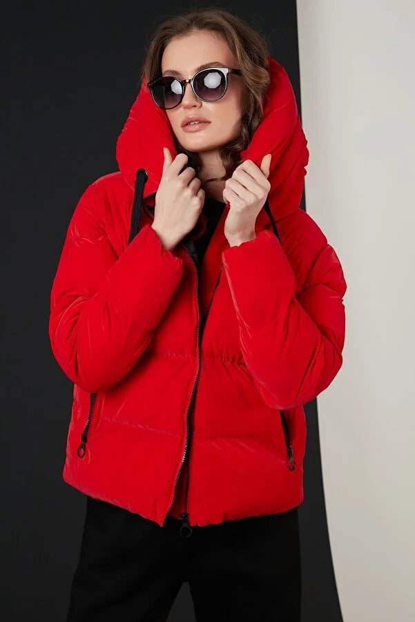 Lela Women's Hooded Zippered Puffer Coat