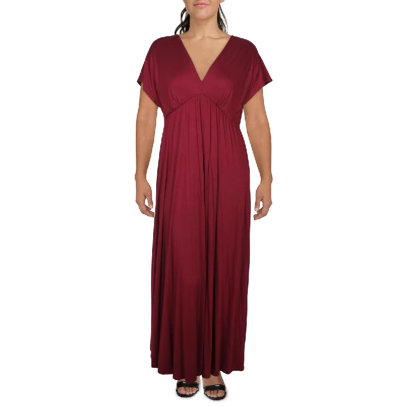 24seven Comfort Apparel Womens Plus Surplice Rayon Maxi Dress