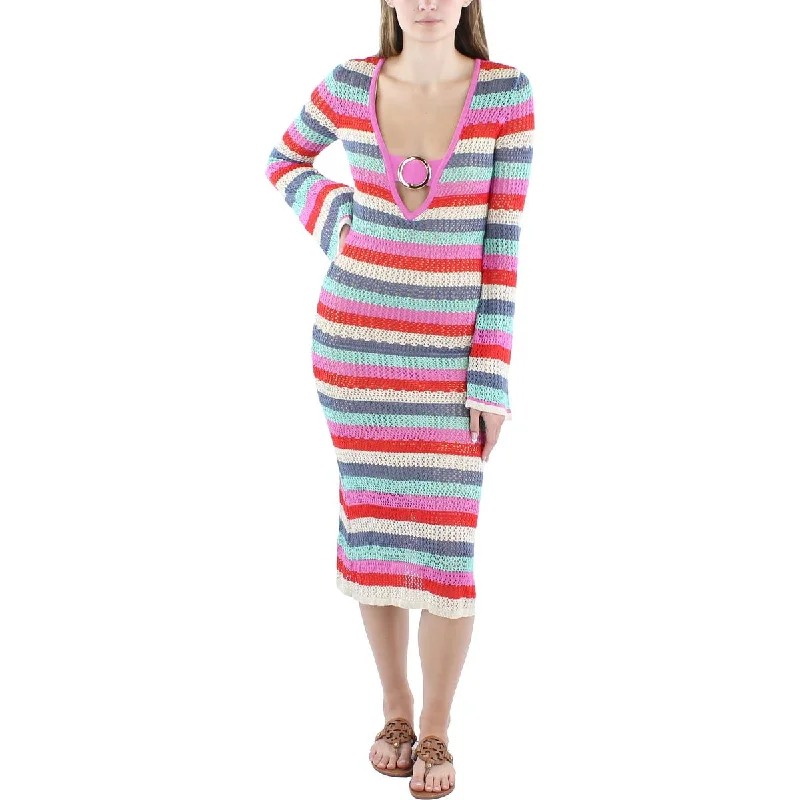 Bebe Womens O-Ring Long Sweaterdress