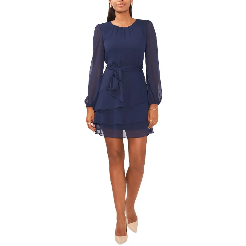 MSK Womens Petites Mini Long Sleeve Shift Dress