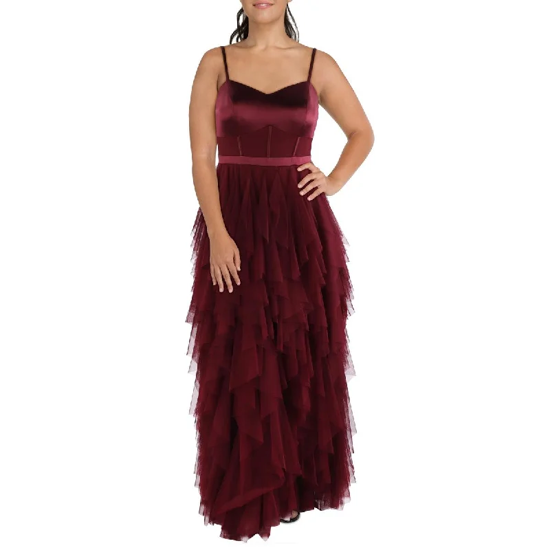 City Studio Womens Plus Tiered  Evening Dress