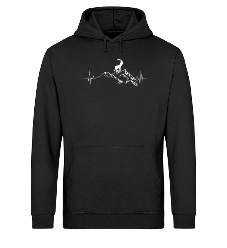 Herzschlag Berge und Steinbock - Unisex Organic Hoodie'