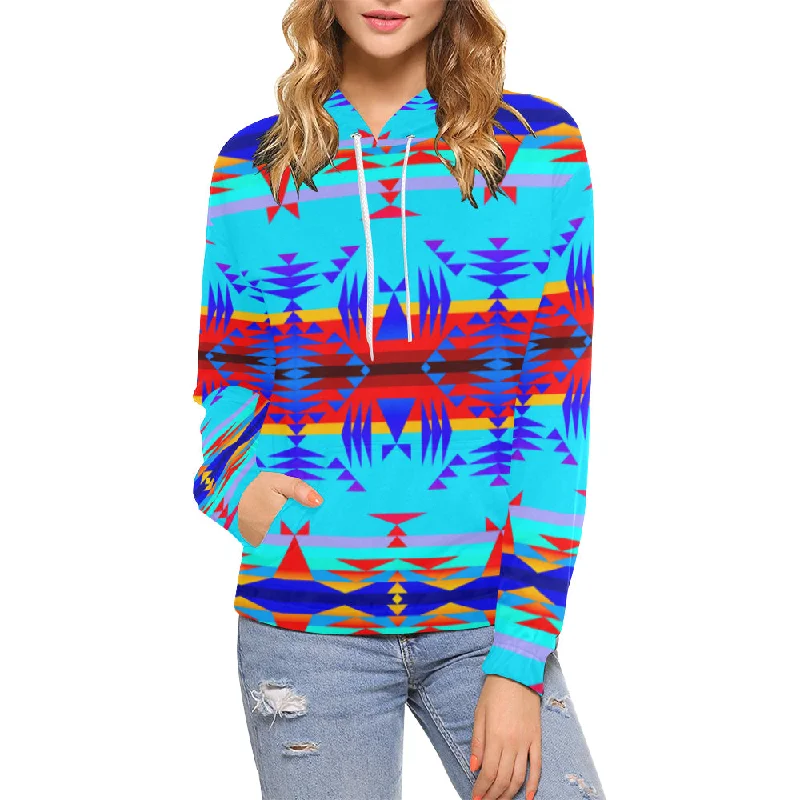 Between the Mountains Blue Hoodie for Women (USA Size)