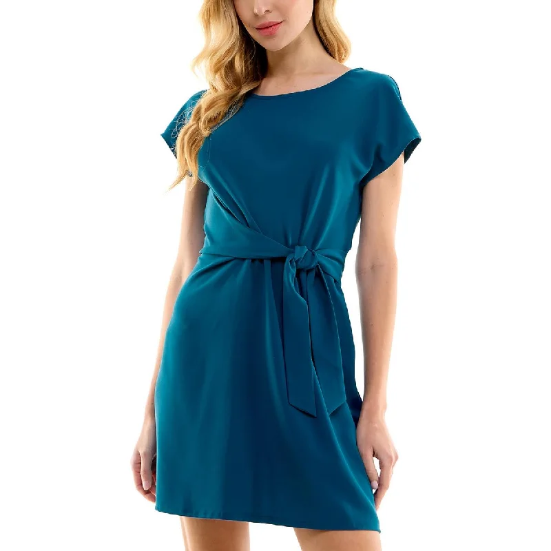 City Studio Womens Juniors Knot-Front Cap Sleeve Mini Dress