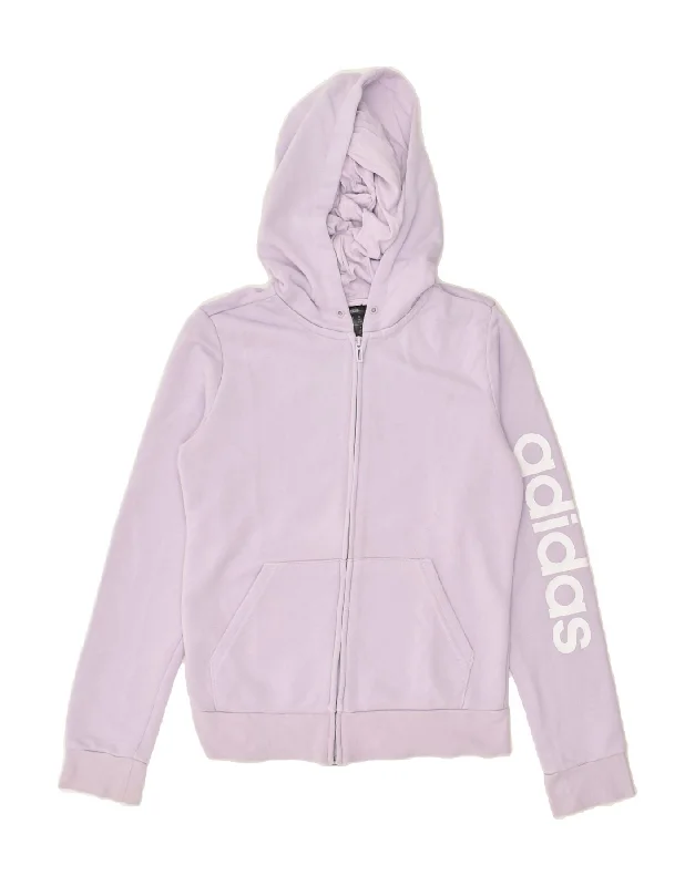 ADIDAS Womens Graphic Hoodie Jumper UK 4/6 XS Purple