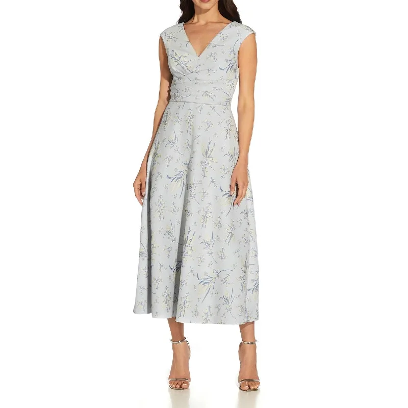 Adrianna Papell Womens Pleated Maxi Cocktail and Party Dress