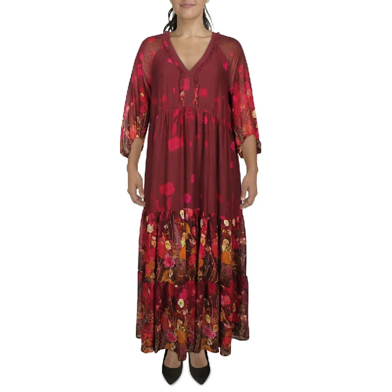 Arna York Womens Floral Print  Maxi Dress