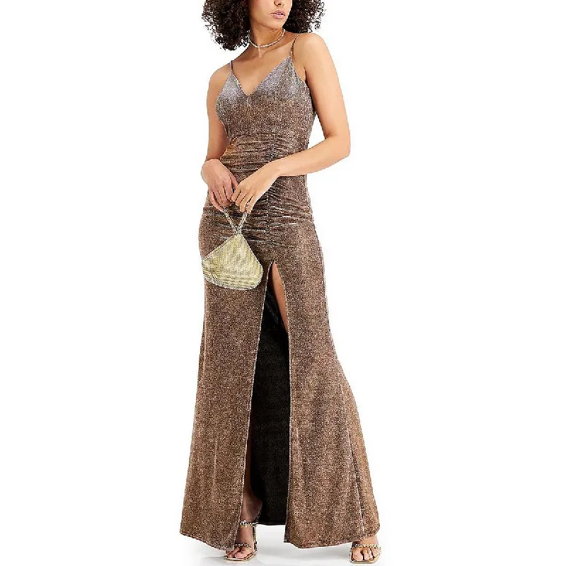 Emerald Sundae Womens Juniors Glitter Maxi Evening Dress