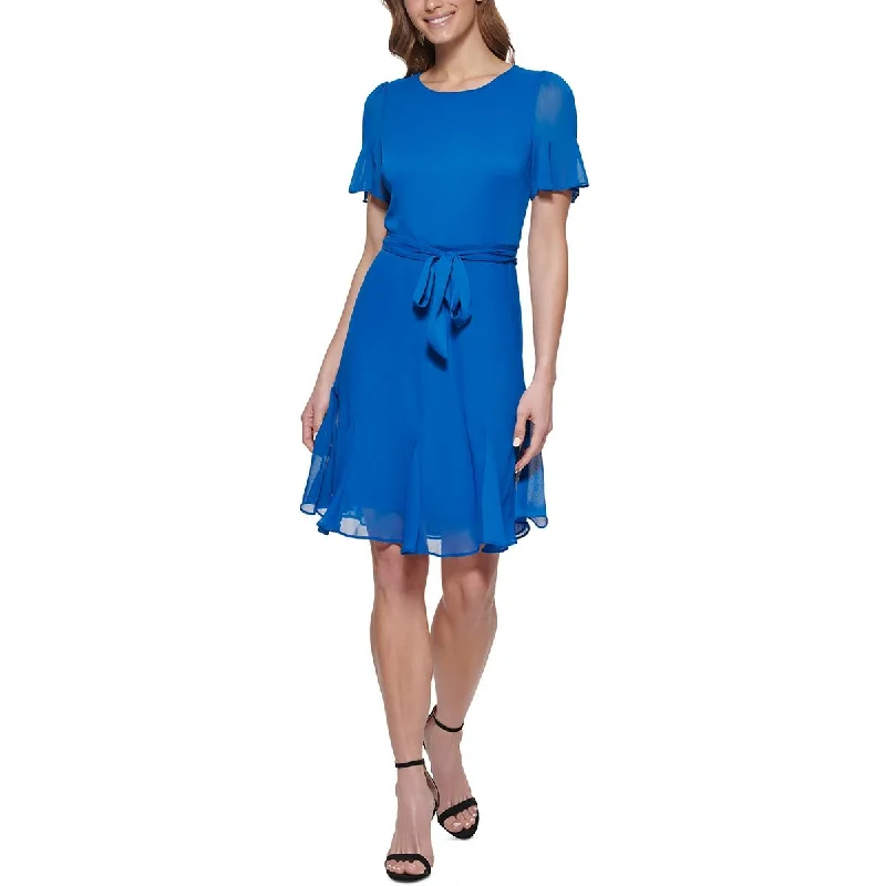 DKNY Womens Knee-Length Cocktail Fit & Flare Dress