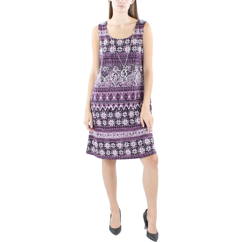 R&M Richards Womens Paisley Embellished Shift Dress