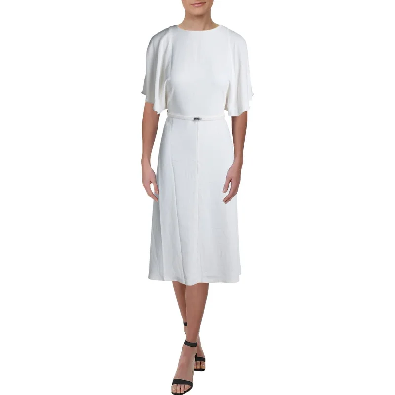 Lauren Ralph Lauren Womens Fayola Split Sleeves Midi Cocktail Dress