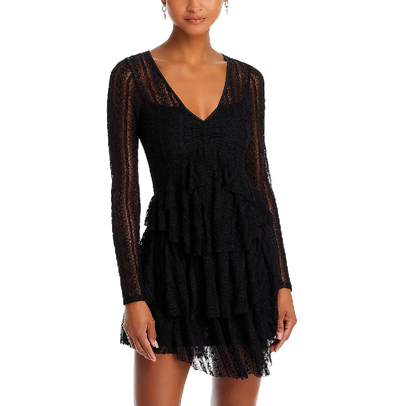 LoveShackFancy Womens Lace VNeck Mini Dress