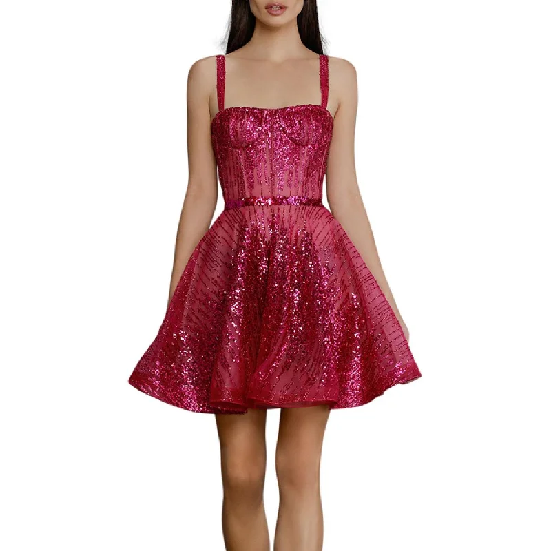 Bronx And Banco Womens Mademoiselle Sequined Short Mini Dress