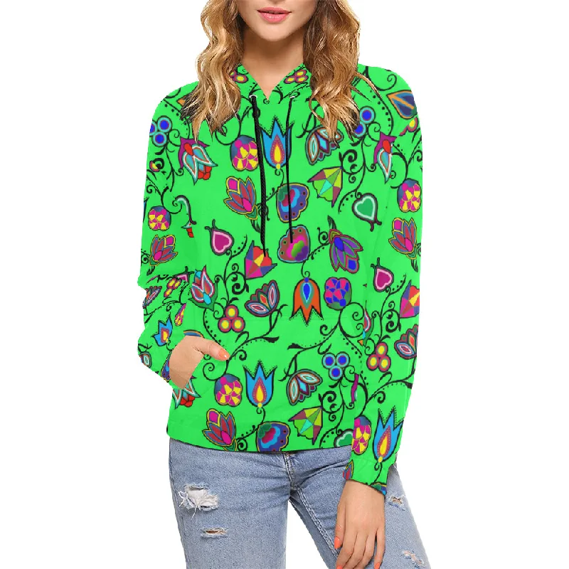 Indigenous Paisley - Green Hoodie for Women (USA Size)