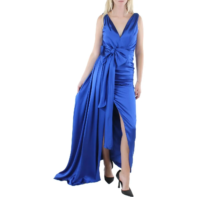 Mac Duggal Womens Satin Draped Evening Dress