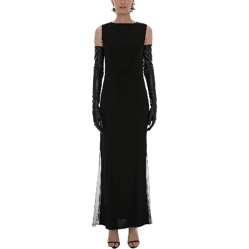 Helmut Lang Womens Sheer Maxi Evening Dress