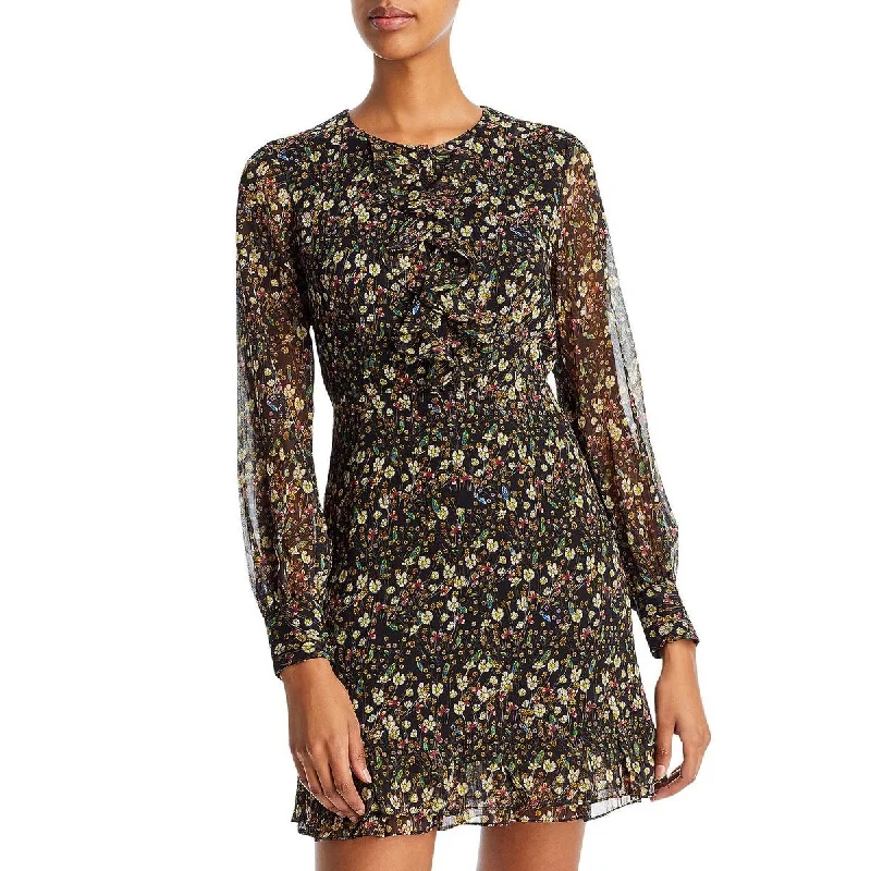 French Connection Womens Hallie Chiffon Floral Print Mini Dress