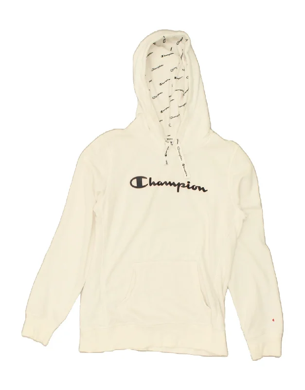 CHAMPION Womens Graphic Hoodie Jumper UK 18 XL White Cotton