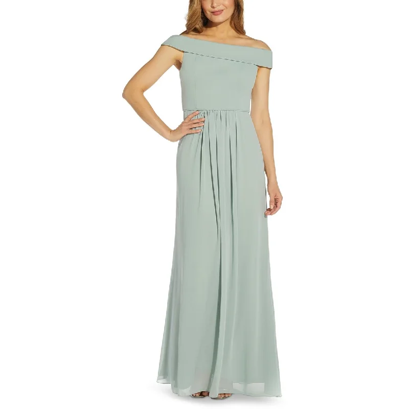 Adrianna Papell Womens Pleated Tea Length Evening Dress