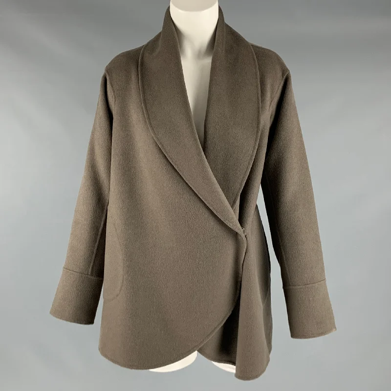 LORO PIANA Size M Grey Taupe Cashmere Shawl Collar Jacket