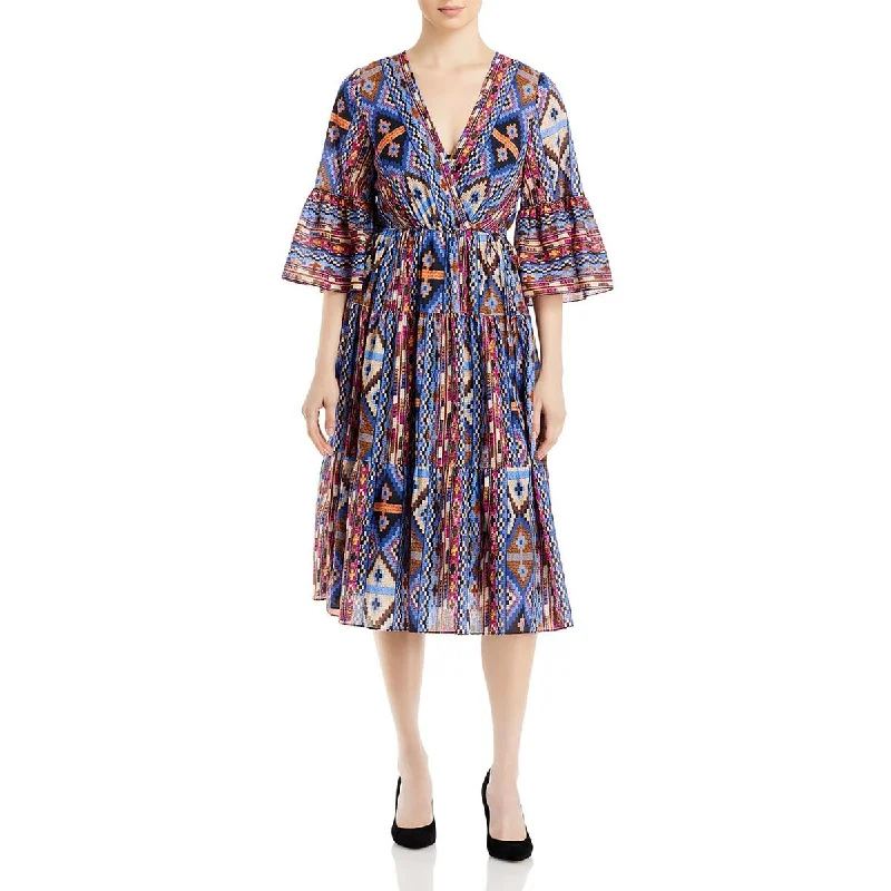 Kobi Halperin Womens Printed Midi Wrap Dress