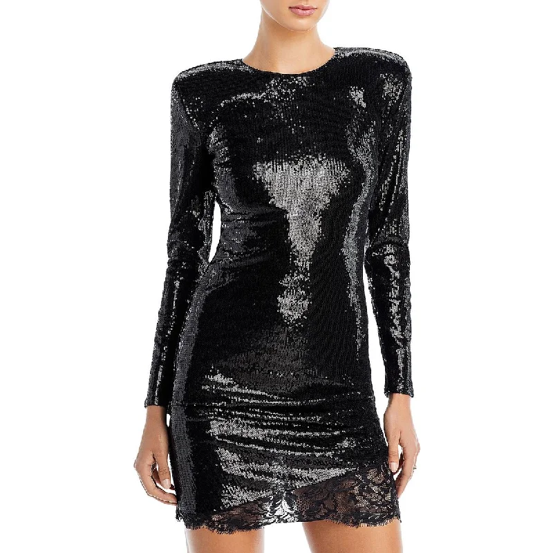 L’Agence Womens Sequined Short Mini Dress