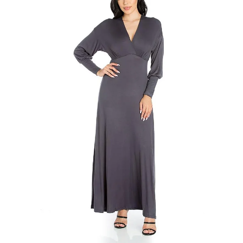 24seven Comfort Apparel Womens Surplice Long Maxi Dress