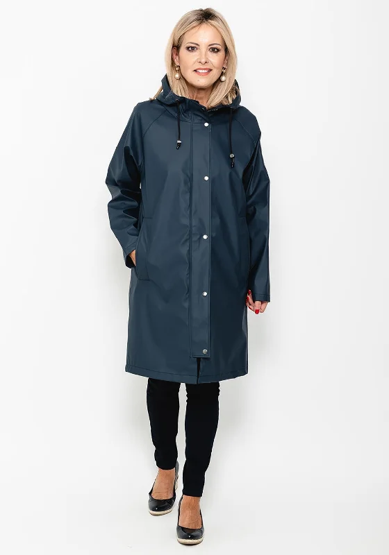 Frandsen Water Resistant Long Raincoat, Navy