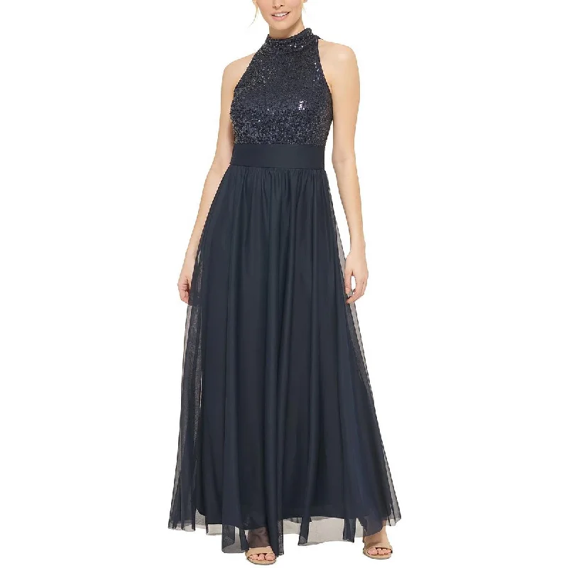 Jessica Howard Womens Sequin Mock-Neck Evening Dress