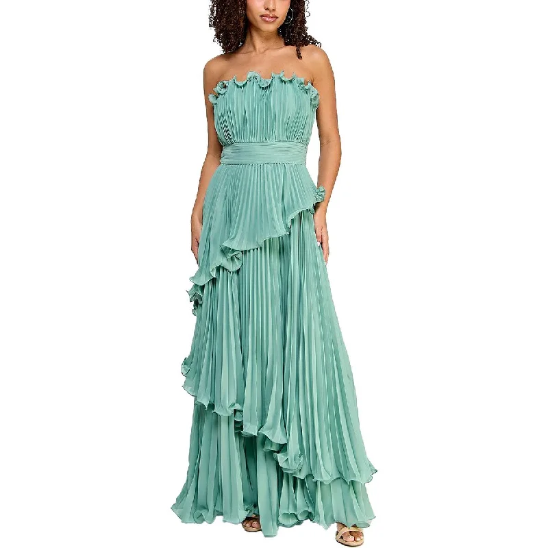 Speechless Womens Juniors Pleated Strapless Evening Dress