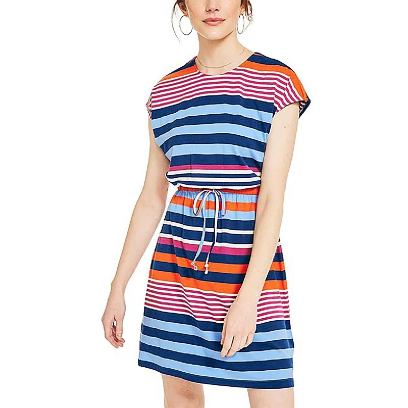 Nautica Womens Striped Open Back Mini Dress