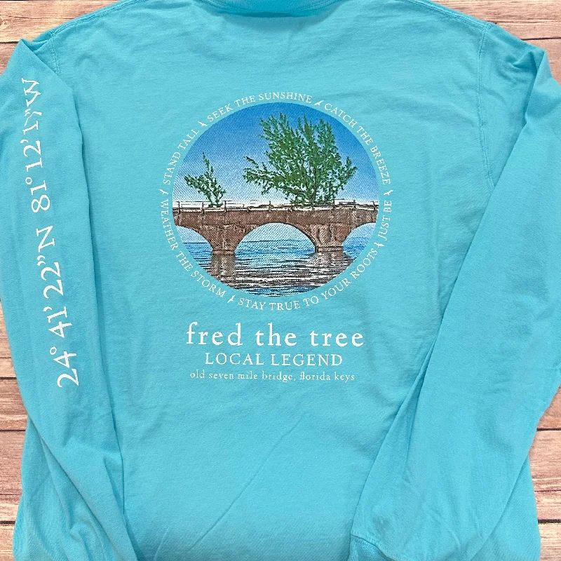 Fred the Tree Adult Unisex Long Sleeve Tee Lagoon Blue