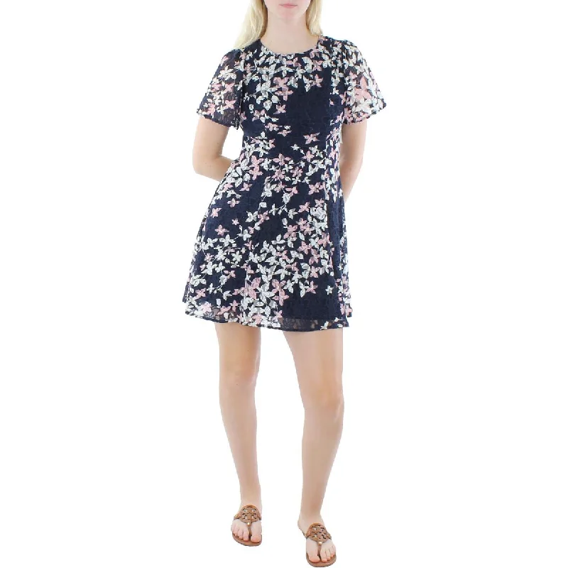 Jessica Howard Womens Petites Floral Mini Fit & Flare Dress