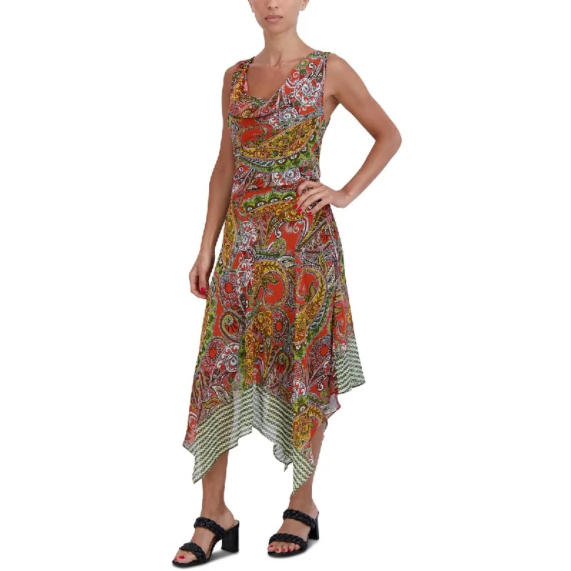 Signature By Robbie Bee Womens Paisley Chiffon Maxi Dress