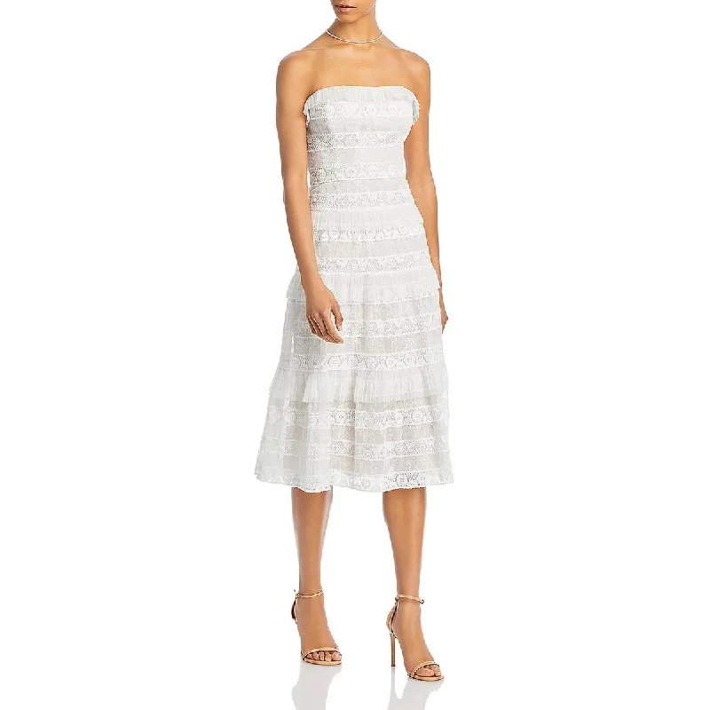 BCBGMAXAZRIA Womens    Lace Strapless Midi Dress