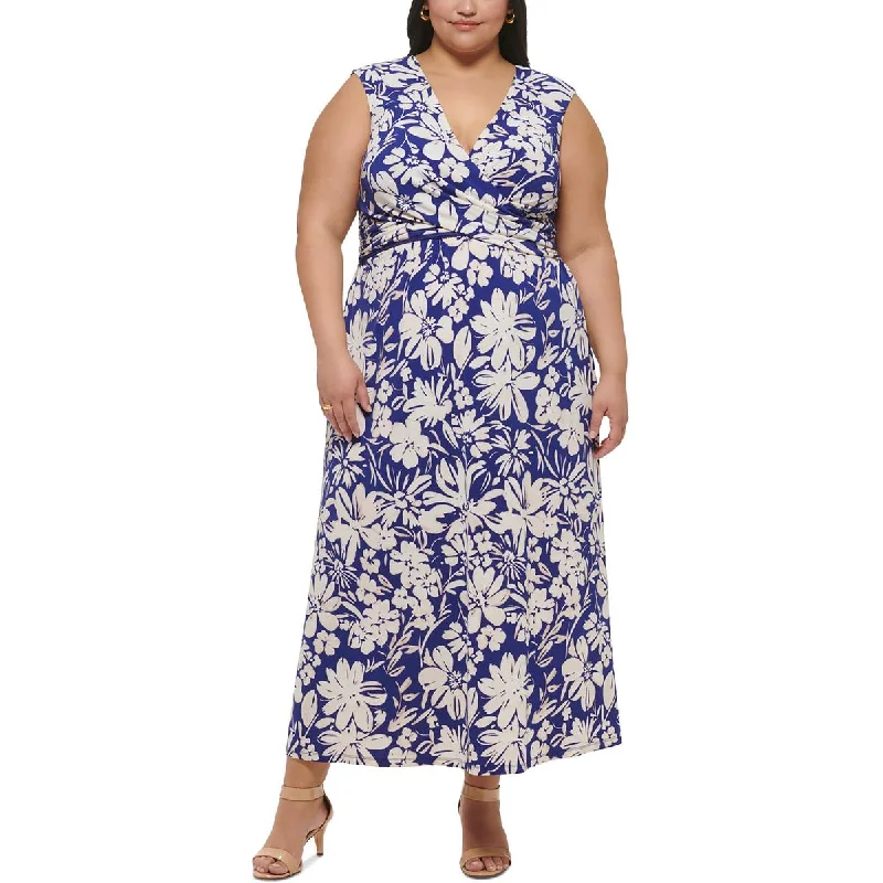 Jessica Howard Womens Plus Printed  Maxi Dress