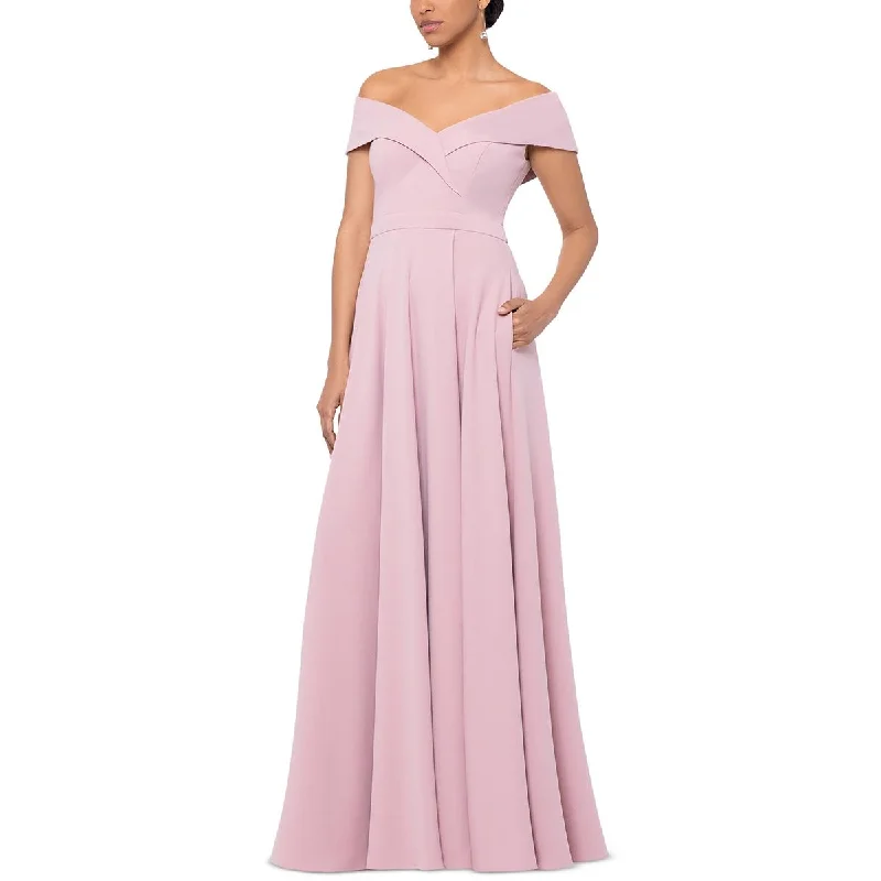 Xscape Womens Off-The-Shoulder Long Evening Dress