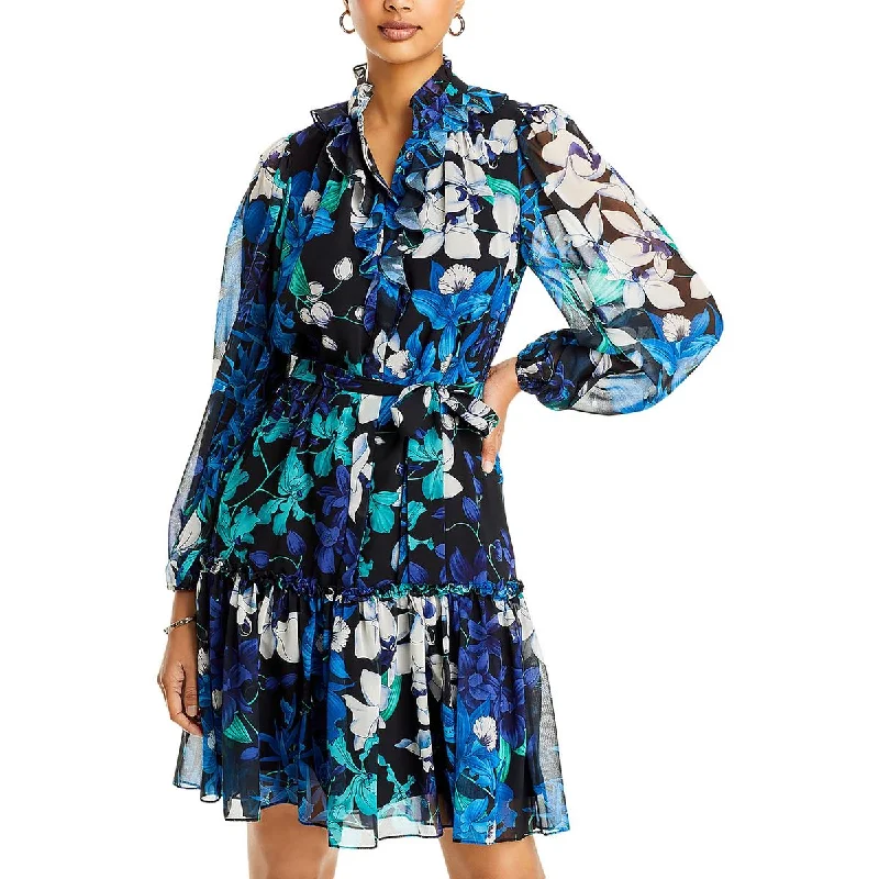 Kobi Halperin Womens Paisley Floral Print Ruffled Mini Dress