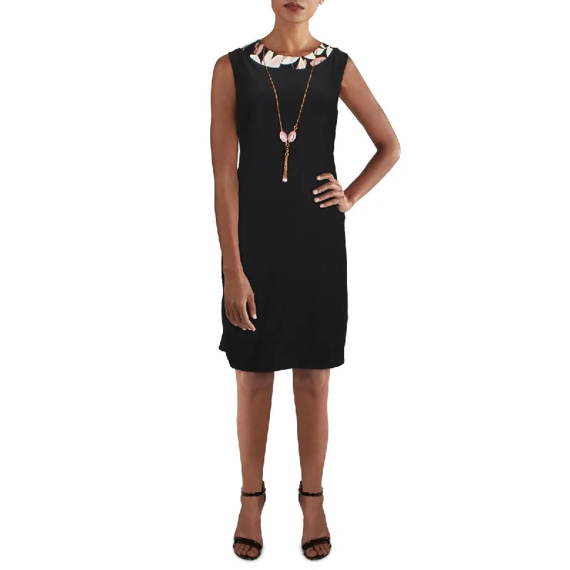 R&M Richards Womens Petites Knit Sleeveless Sheath Dress