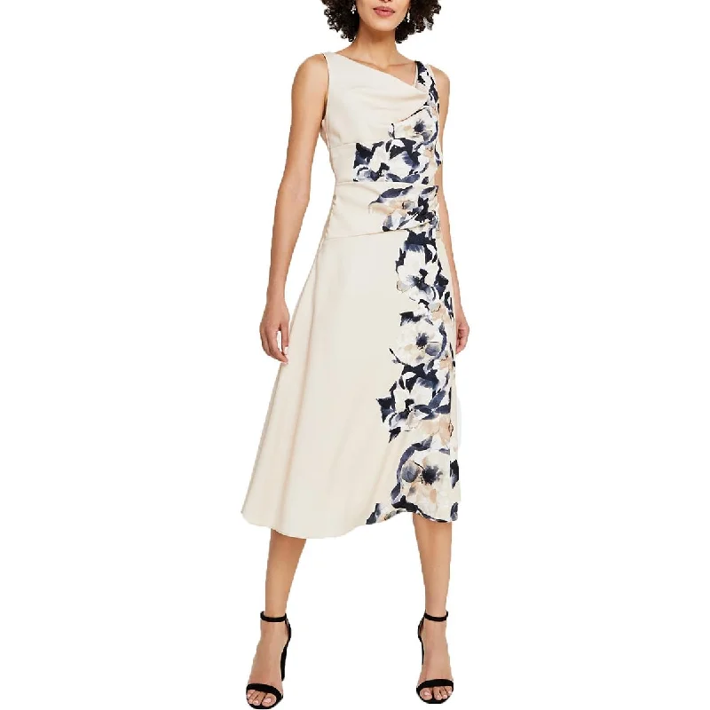 DKNY Womens Cocktail Floral Midi Dress