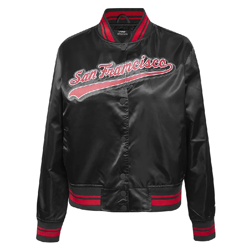 CHAMARRA DE SATÉN NFL SAN FRANCISCO 49ERS SCRIPT TAIL PARA MUJER