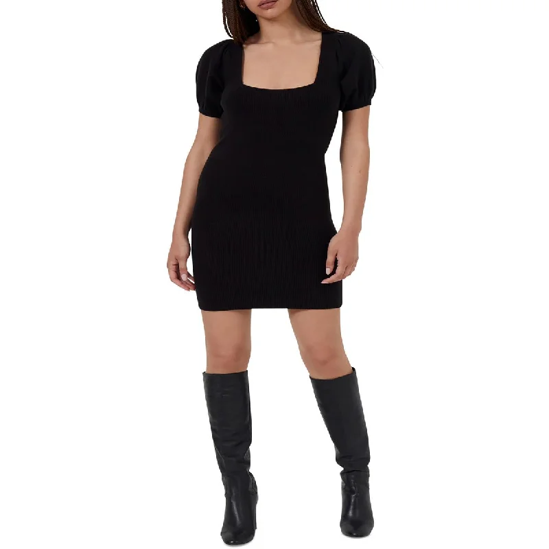 French Connection Womens Jaida Puff Sleeve Mini Sweaterdress