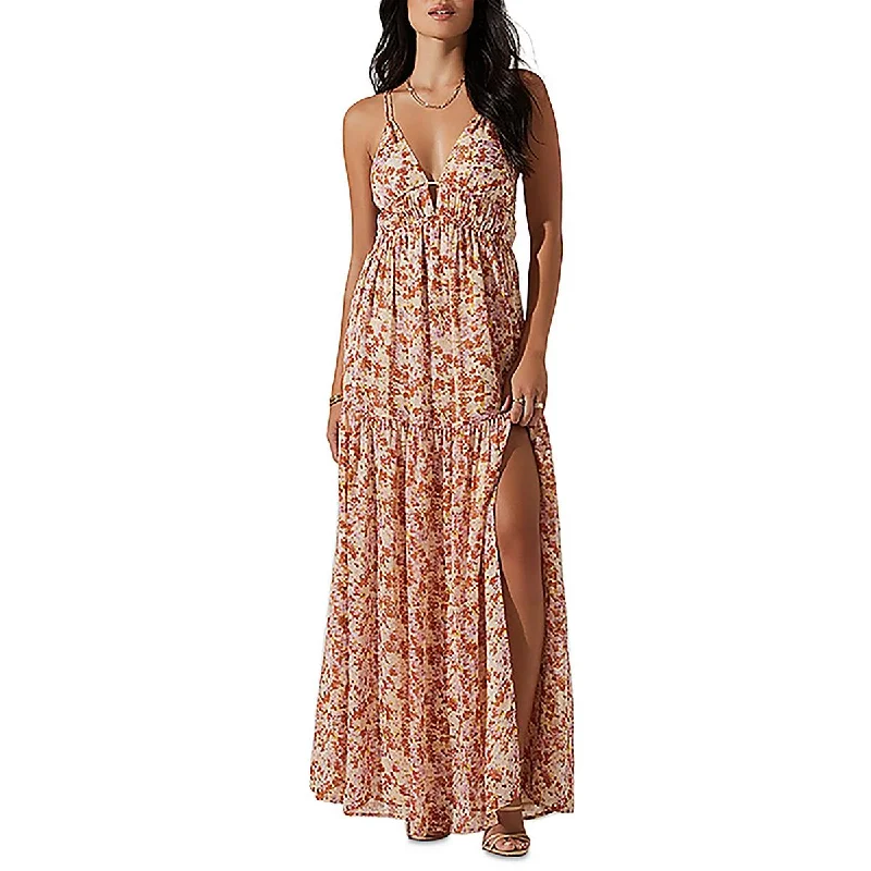 ASTR the Label Womens Ryliana Chiffon Floral Maxi Dress