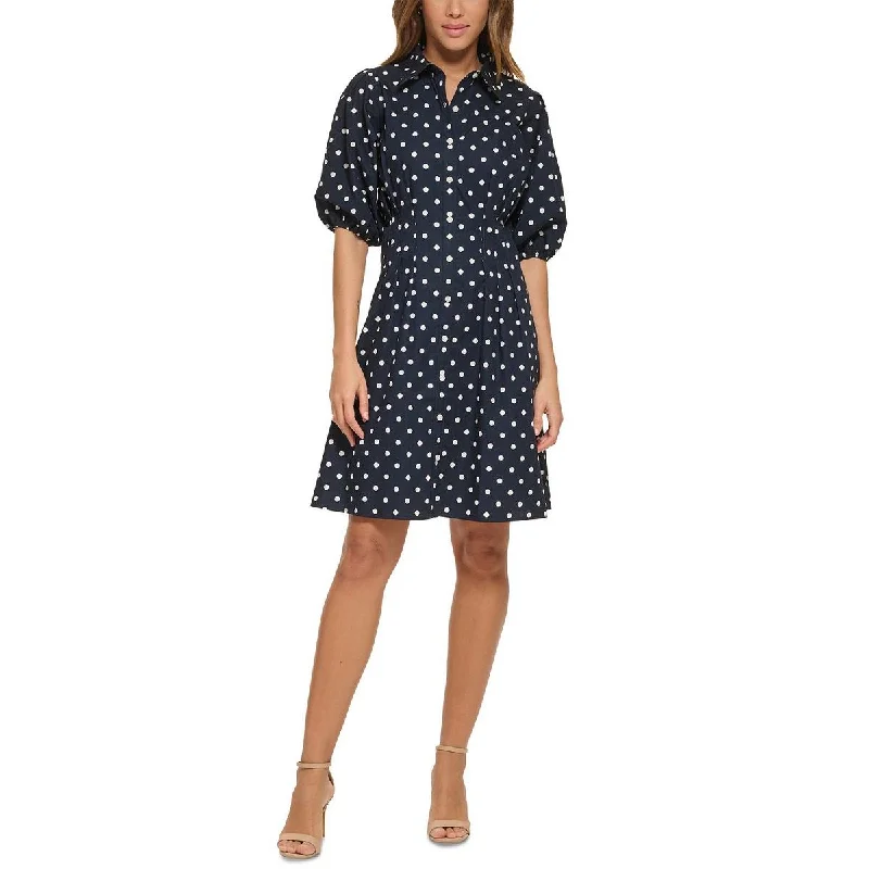 Tommy Hilfiger Womens Cotton Polka Dot Shirtdress