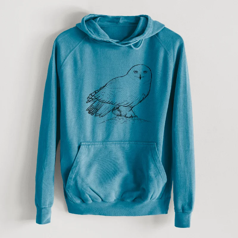 Snowy Owl - Bubo scandiacus  - Mid-Weight Unisex Vintage 100% Cotton Hoodie