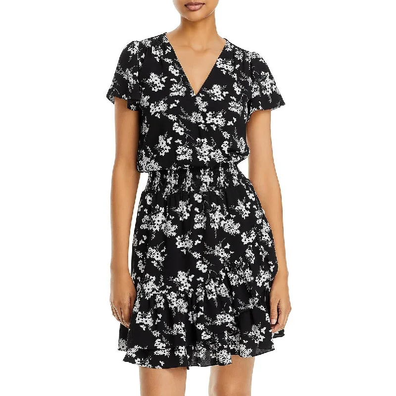 MICHAEL Michael Kors Womens Mini Surplice Neck Mini Dress