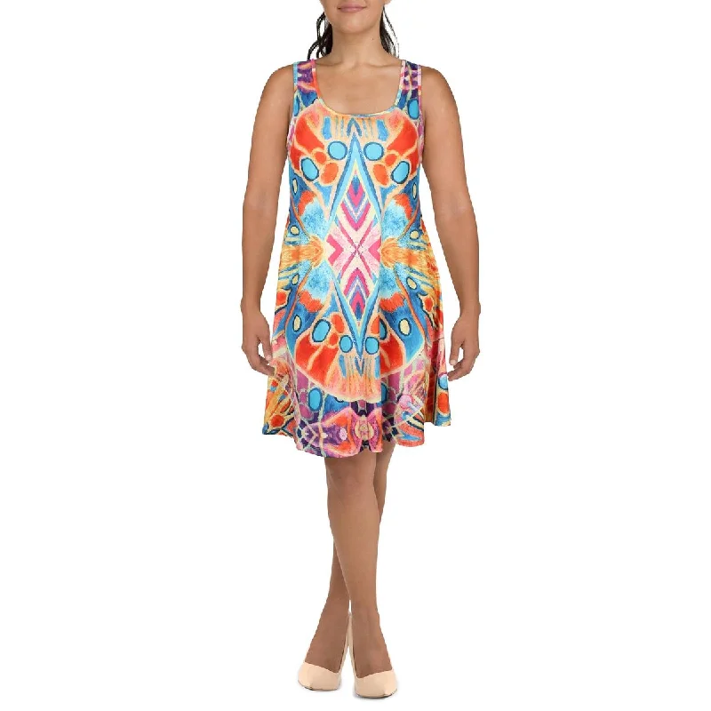 24seven Comfort Apparel Womens Plus Printed Knee-Length Shift Dress