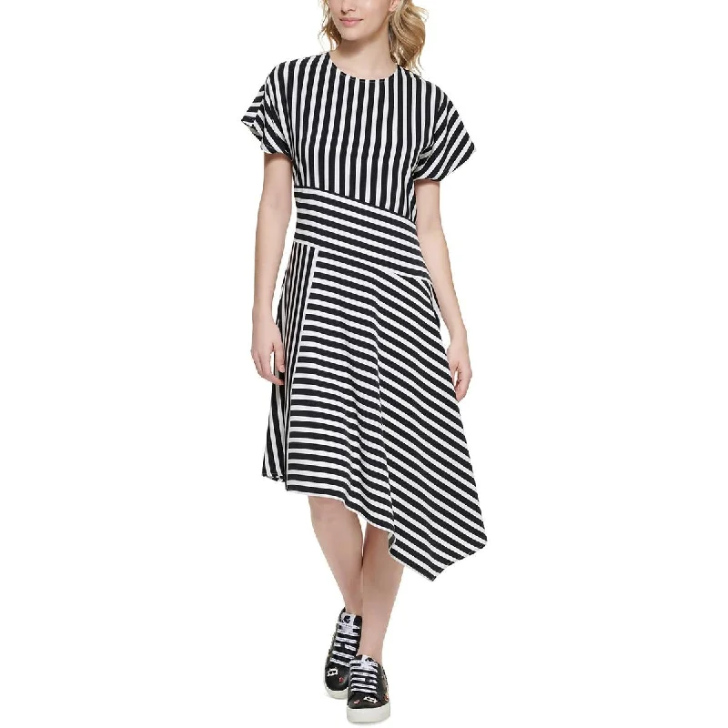 Karl Lagerfeld Paris Womens   Asymmetric Hem  Fit & Flare Dress